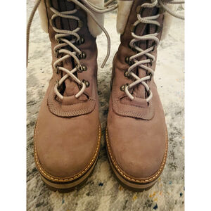 Women's Timberland Winter Boots 8.5 Brown Suede with Beige Faux Fur VGC